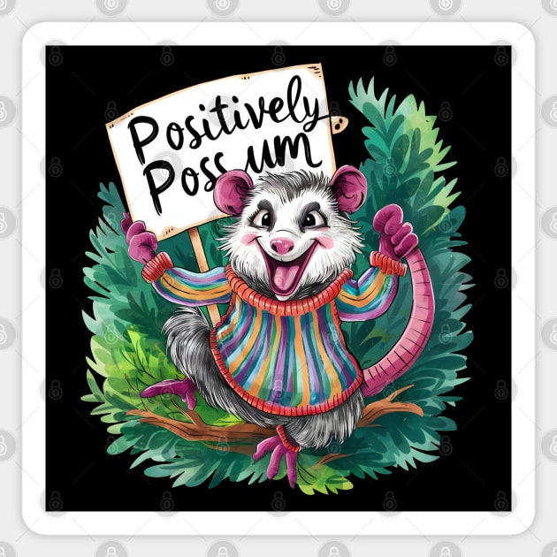 Positively Possum – Cute Funny Animal Pun Gift Sticker by MakerMind8.2